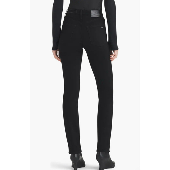 NWT Rag & Bone Wren High Rise Full Length Slim Jeans Womens Sz 26 Black Stretch - Picture 2 of 12